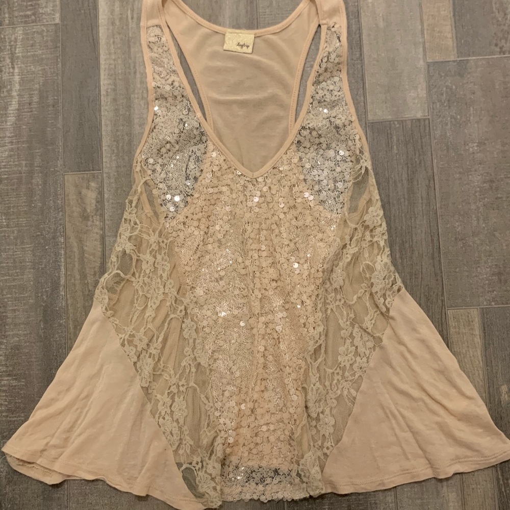 Daytrip lace/sequin tank top